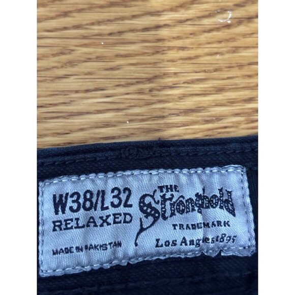 The Stronghold Men's Relaxed Straight Pants Trousers Navy Blue Twill Sz 38x32 - Picture 3 of 5